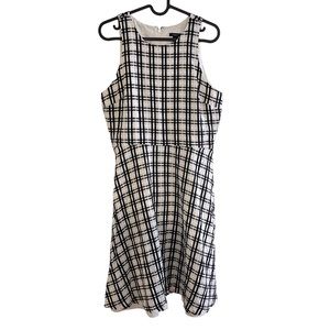 Ann Taylor 6 Black White Plaid Sleeveless Dress Cotton
